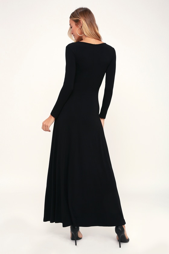 Chic Black Dress - Maxi Dress - Long ...